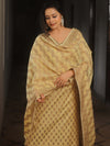 Banarasee Cotton Salwar Kameez Fabric With Dupatta & Resham Zari-Yellow