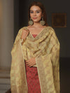 Banarasee Cotton Salwar Kameez Fabric With Dupatta & Resham Zari-Maroon & Yellow