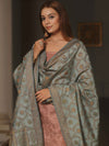 Banarasee Cotton Salwar Kameez Fabric With Dupatta & Resham Zari-Onion Pink & Grey