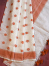 Banarasee Cotton Resham Zari Dupatta-White