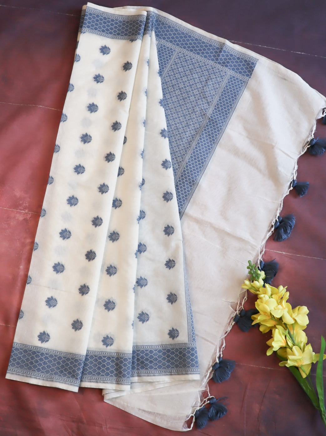 Banarasee Cotton Resham Zari Dupatta-White