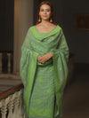 Banarasee Cotton Salwar Kameez Fabric With Dupatta & Resham Zari-Green