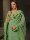 Banarasee Cotton Salwar Kameez Fabric With Dupatta & Resham Zari-Green