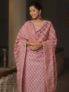 Banarasee Cotton Salwar Kameez Fabric With Dupatta & Resham Zari-Pink