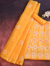 Banarasee Kota Doria Hand-Embroidered Salwar Kameez With Dupatta Set-Yellow