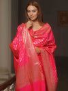 Banarasee Semi-Silk Salwar Kameez Fabric With Dupatta Set-Pink