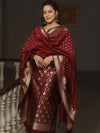 Banarasee Semi-Silk Salwar Kameez Fabric With Dupatta Set-Brown