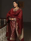 Banarasee Semi-Silk Salwar Kameez Fabric With Dupatta Set-Brown