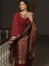 Banarasee Semi-Silk Salwar Kameez Fabric With Dupatta Set-Brown