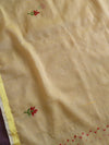 Banarasee Kota Doria Hand-Embroidered Salwar Kameez With Dupatta Set-Yellow