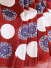 Handloom Mul Cotton Hand-Block Print Saree-Maroon & Blue