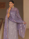 Banarasee Cotton Embroidered Salwar Kameez Fabric With Kota Check Dupatta Set-Purple