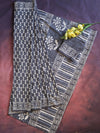 Handloom Mul Cotton Hand-Block Print Saree-Grey