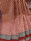 Handloom Mul Cotton Hand-Block Print Saree-Beige & Maroon