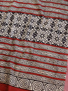 Handloom Mul Cotton Hand-Block Print Saree-Beige & Maroon