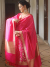 Banarasee Semi-Silk Salwar Kameez Fabric With Dupatta Set-Pink