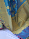 Banarasee/Banarasi Handloom Cotton Silk Mix Broad Border Sari-Blue