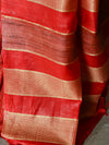 Bhagalpur Cotton Silk Ghichha Work Saree-Red