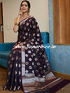 Banarasee Handwoven Semi Silk Saree With Buta Design-Brown