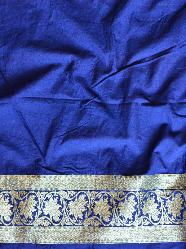 Banarasee Handwoven Art Silk Heavy Zari Jaal Weaving Saree-Blue