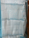 Banarasee Handwoven Semi Silk Saree With Floral Jaal & Broad Border-Blue