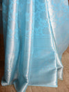 Banarasee Handwoven Semi Silk Saree With Floral Jaal & Broad Border-Blue