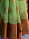 Banarasee Cotton Silk Mix Saree With Antique Zari Buta Design-Light Green