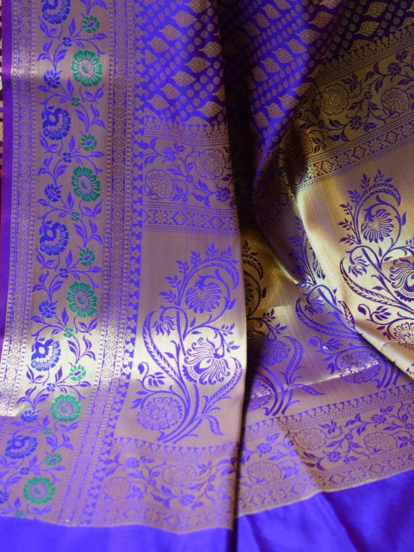 Banarasee Art Silk Saree With Zari Buta & Border-Violet