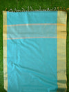 Banarasee Cotton Silk Saree With Zari Border With Gold Brocade Blouse-Green