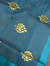 Banarasee Embroidered Gold Buta Design Organza Dupatta-Green