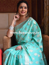 Banarasee Handwoven Semi Silk Saree With Buta Design-Sea Green