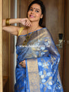 Banarasee Organza Mix Saree With Sona Rupa Rupa Jaal Design-Blue