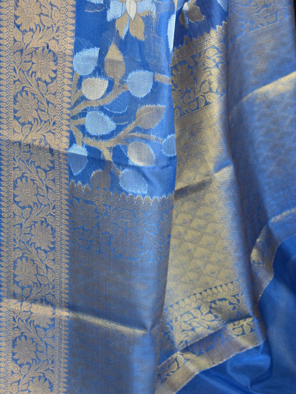 Banarasee Organza Mix Saree With Sona Rupa Rupa Jaal Design-Blue