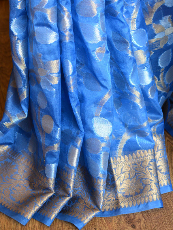 Banarasee Organza Mix Saree With Sona Rupa Rupa Jaal Design-Blue