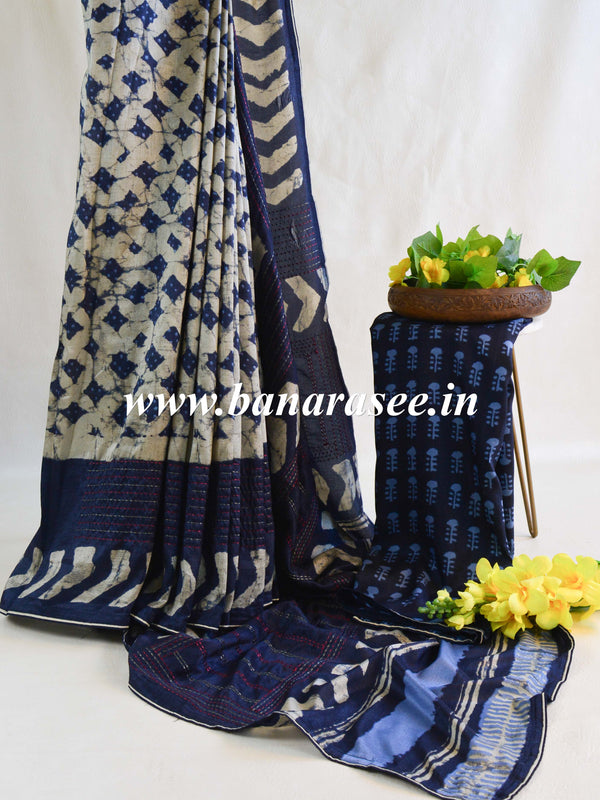 Buy Multi Pure Handloom Wax Batik Printed Murshidabad Silk Saree-UNM76353  Online at Unnatisilks.com|UNM76353