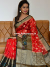 Banarasee Organza Mix Saree With  Buta Design & Resham Floral Border-Red & Black