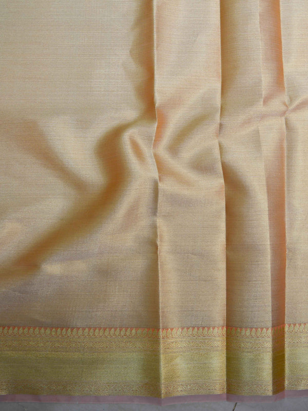 Banarasee Organza Mix Saree With Zari Border-Peach