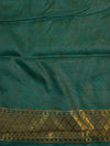 Banarasee Handwoven Semi Silk Saree With Contrast Border-Sea Green & Green