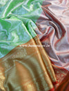 Banarasee Handwoven Broad Border Tissue Saree-With Skirt Border-Green