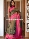 Banarasee Kubera Pattu Soft Silk Saree With Copper Zari Work-Green