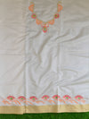 Banarasee  Hand-Embroidery Chanderi Cotton Salwar Kameez Fabric With Contrast Dupatta-Off White