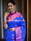 Banarasee Art Silk Saree With Buta Design & Contrast Broad Border-Blue