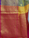 Banarasee Handwoven Semi Silk Saree With Zari Buta Design & Floral Border-Green