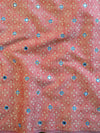 Banarasee Brocade Salwar Kameez Fabric With Mirror Work-Pink & Blue