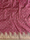 Banarasee Salwar Kameez Cotton Silk Resham & Zari Buti Woven Fabric-Red (Pink Tone)