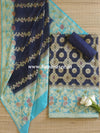 Banarasee Cotton Silk Zari Woven Salwar Kameez Dupatta Set-Blue